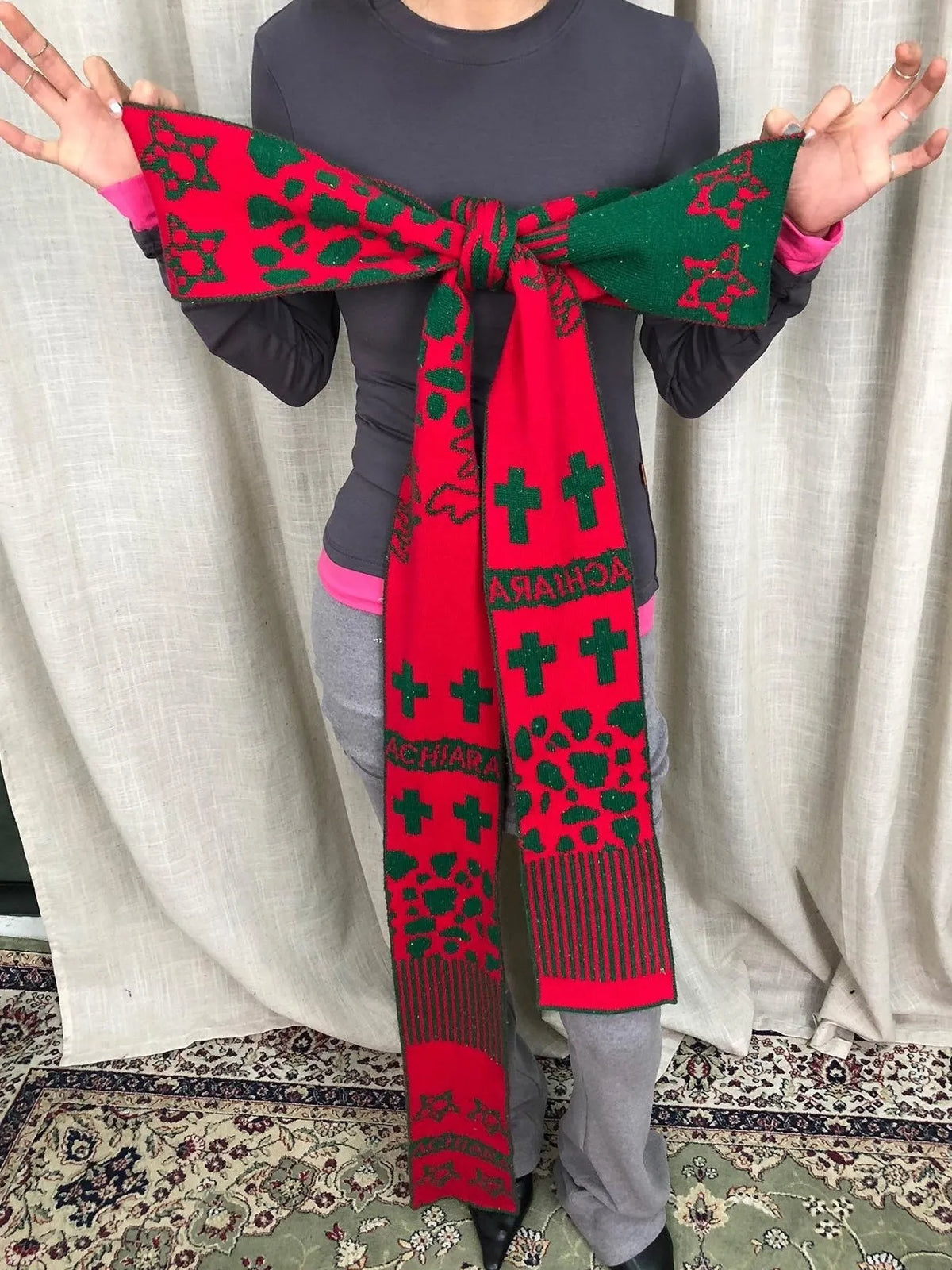 Vintage Christmas Scarf Starry Adventure