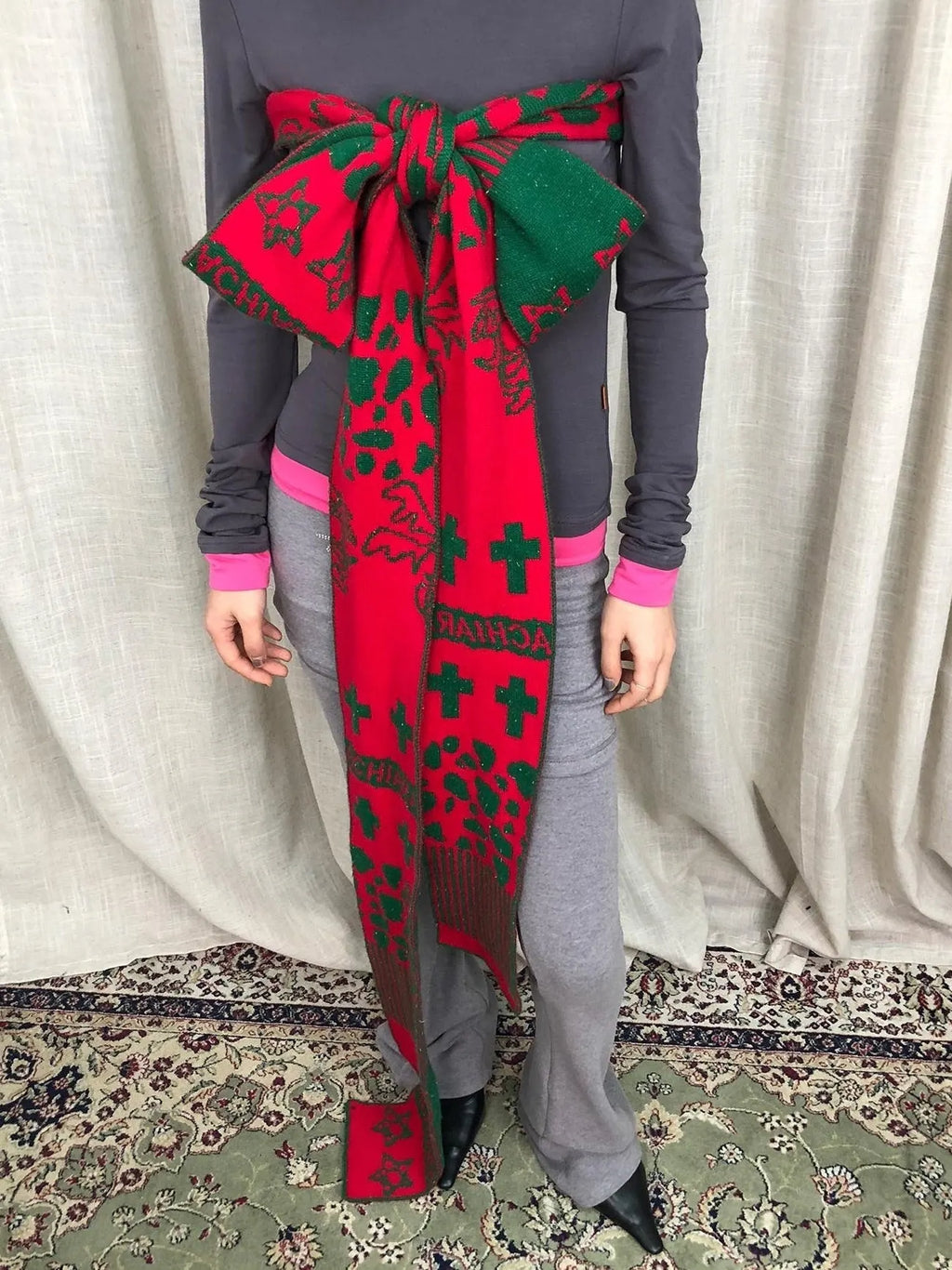 Vintage Christmas Scarf Starry Adventure