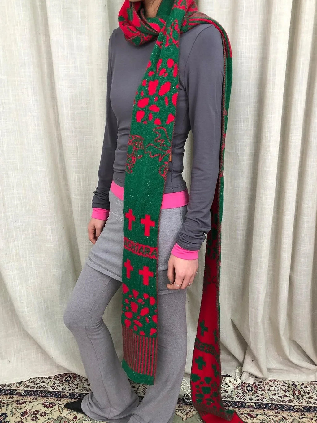 Vintage Christmas Scarf Starry Adventure