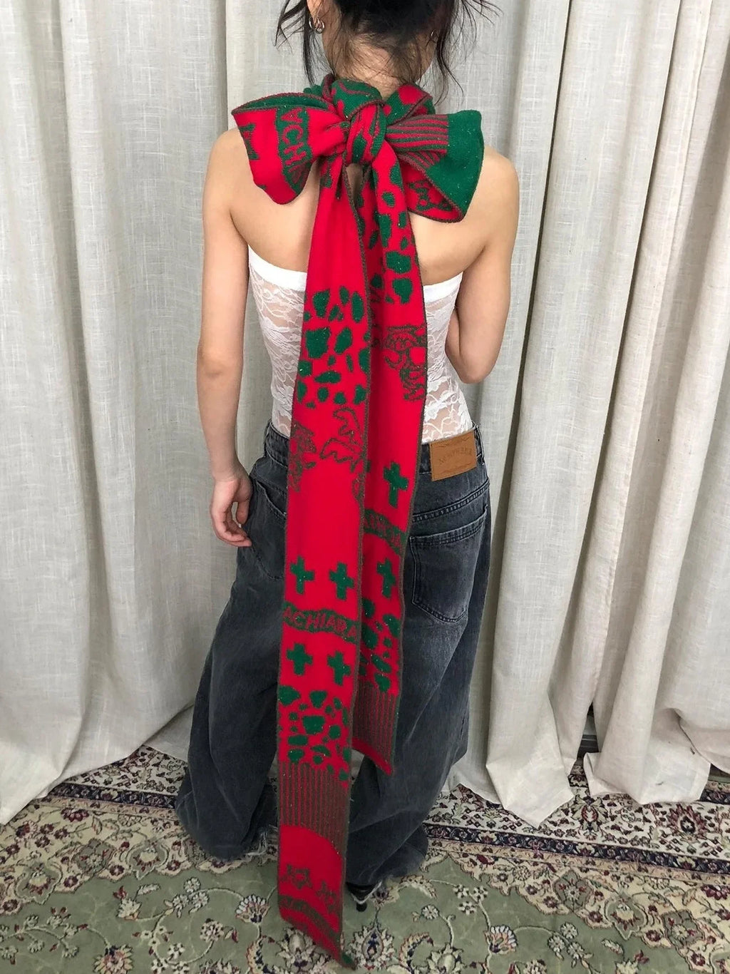 Vintage Christmas Scarf Starry Adventure