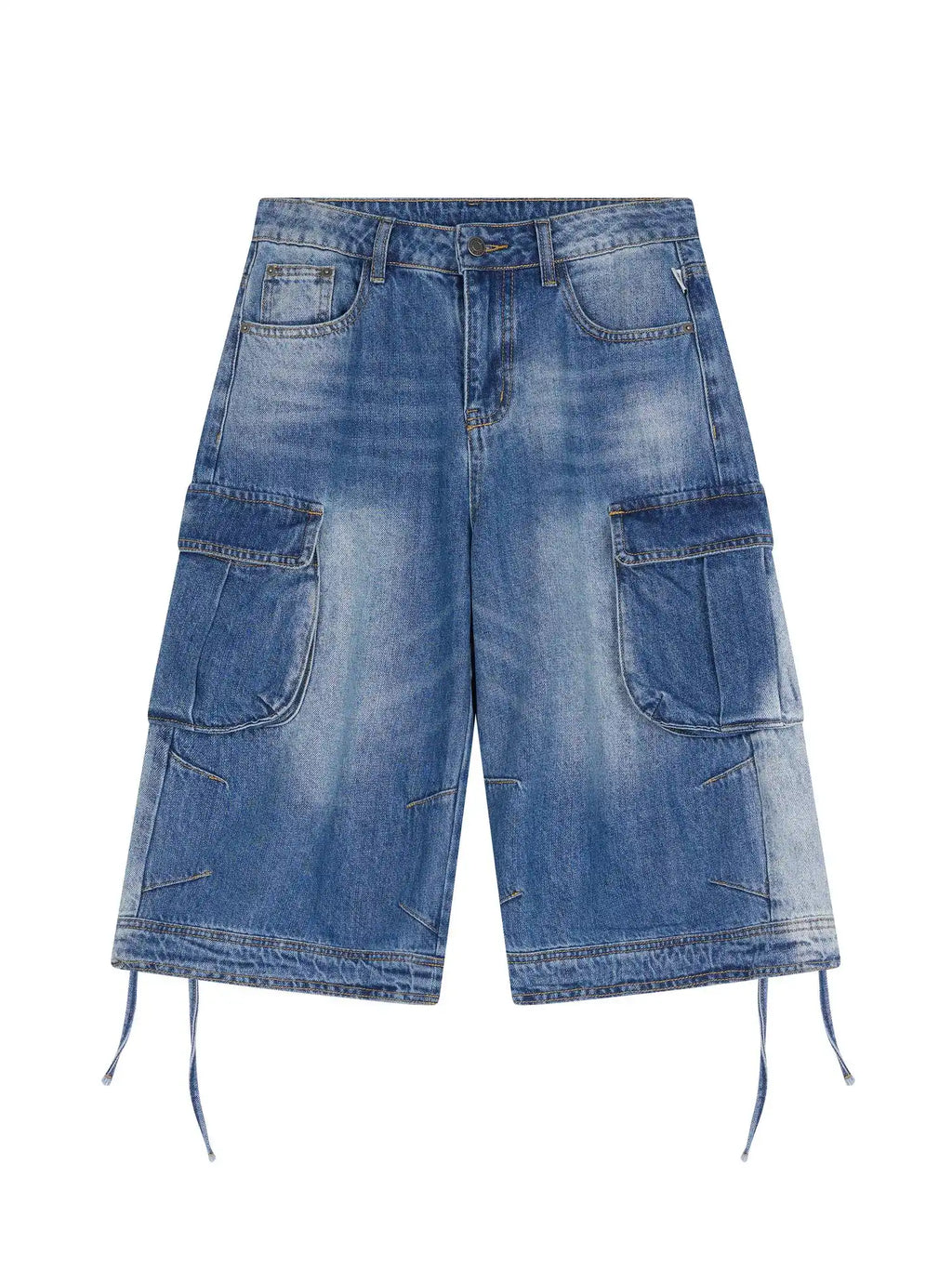Beach Washed Relaxed Cargo Denim Shorts