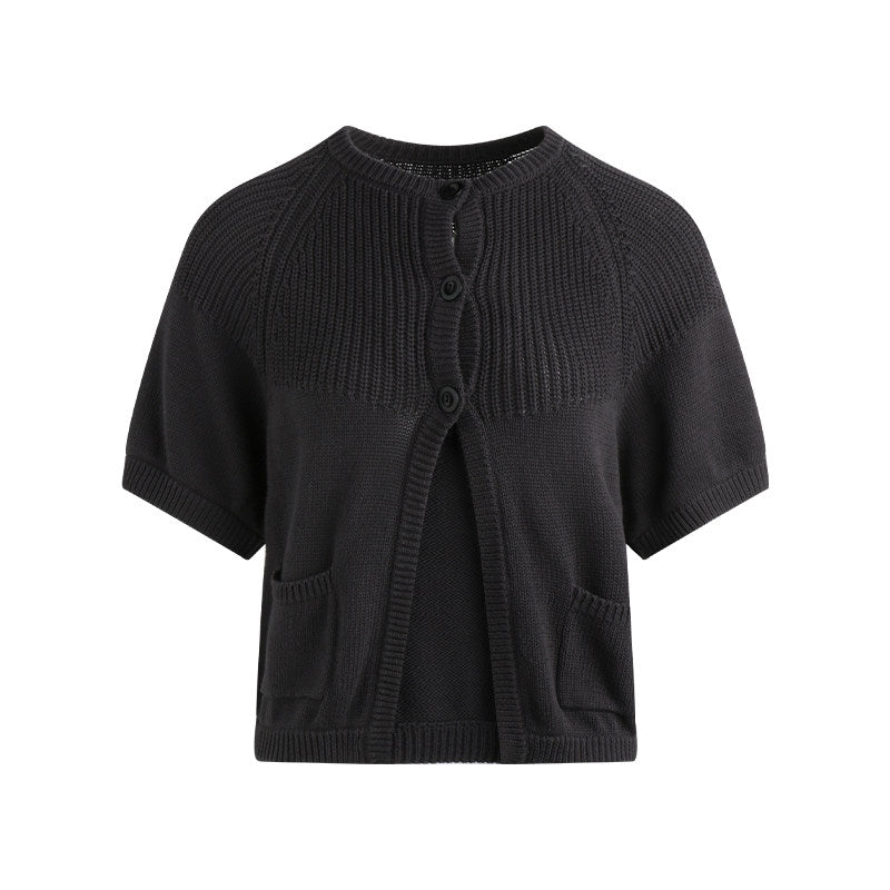Rib Trim Half Sleeve Jacket