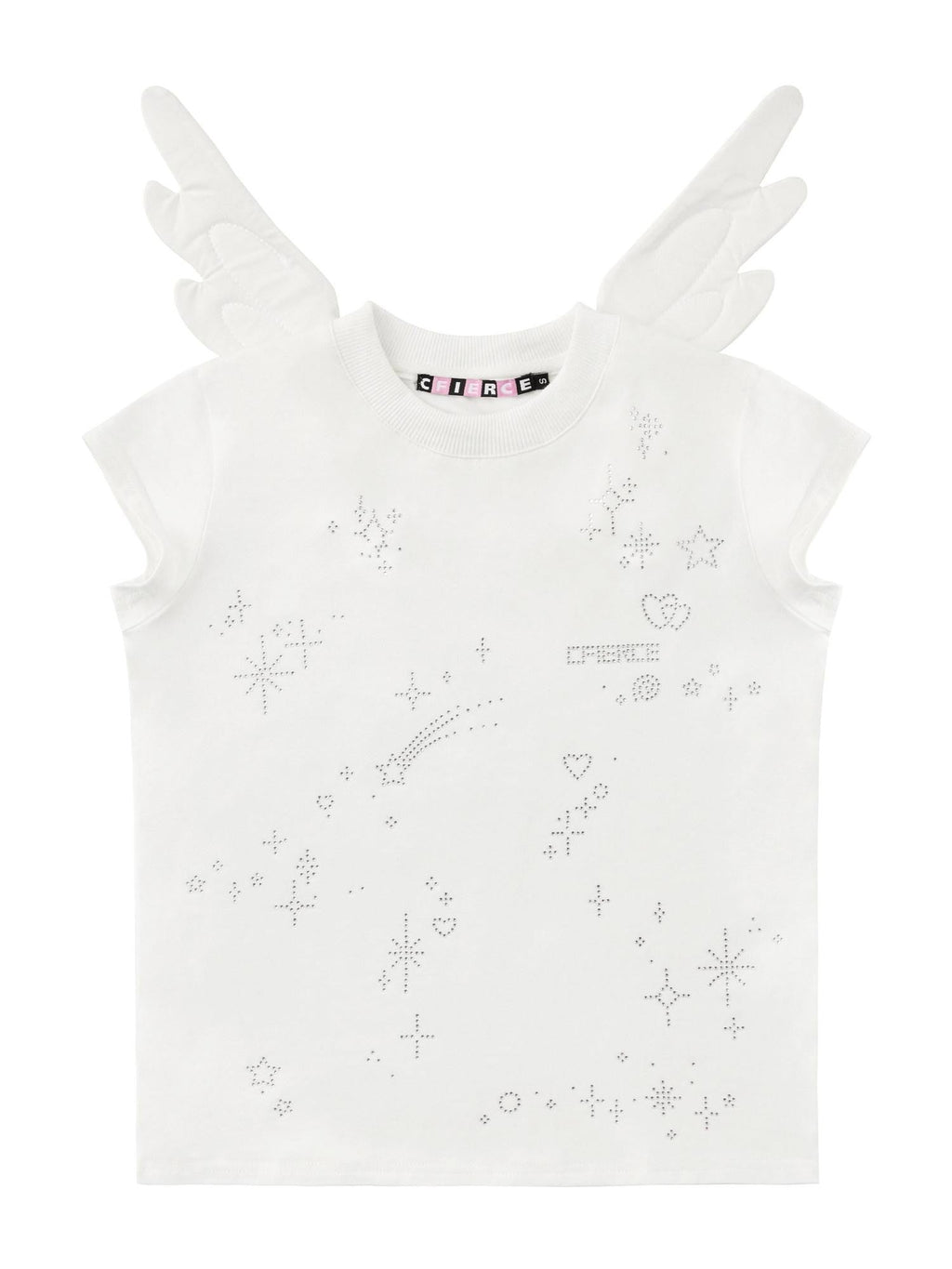 Starlight Rhinestone Angel Wing Women'S Cotton Blend Short Sleeve T-Shirts