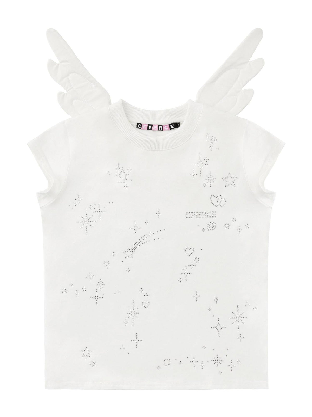 Starlight Rhinestone Angel Wing Women'S Cotton Blend Short Sleeve T-Shirts