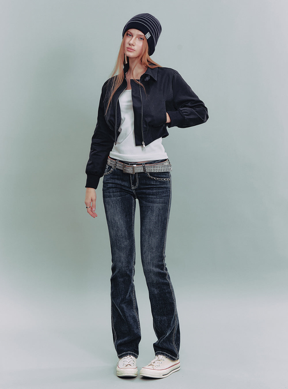 Navy Cropped Jacket