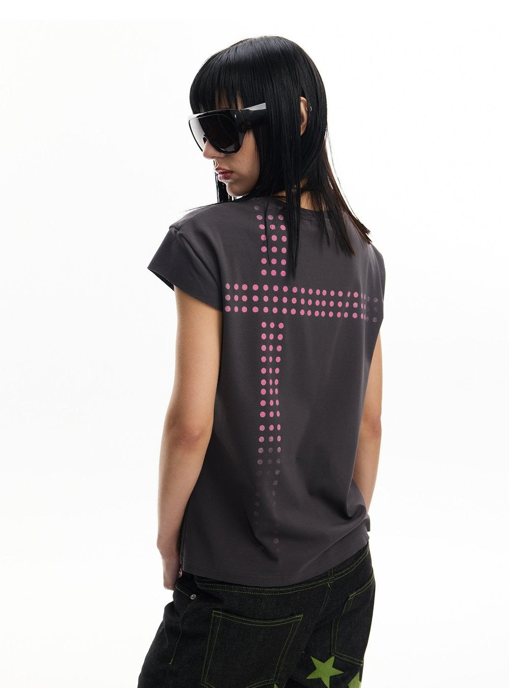 Whirl Dot Wing Sleeve Top
