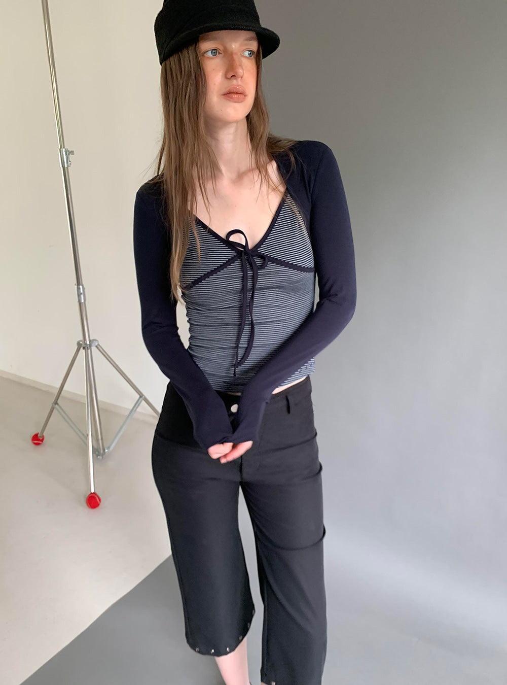 Stripe Tie Front Top