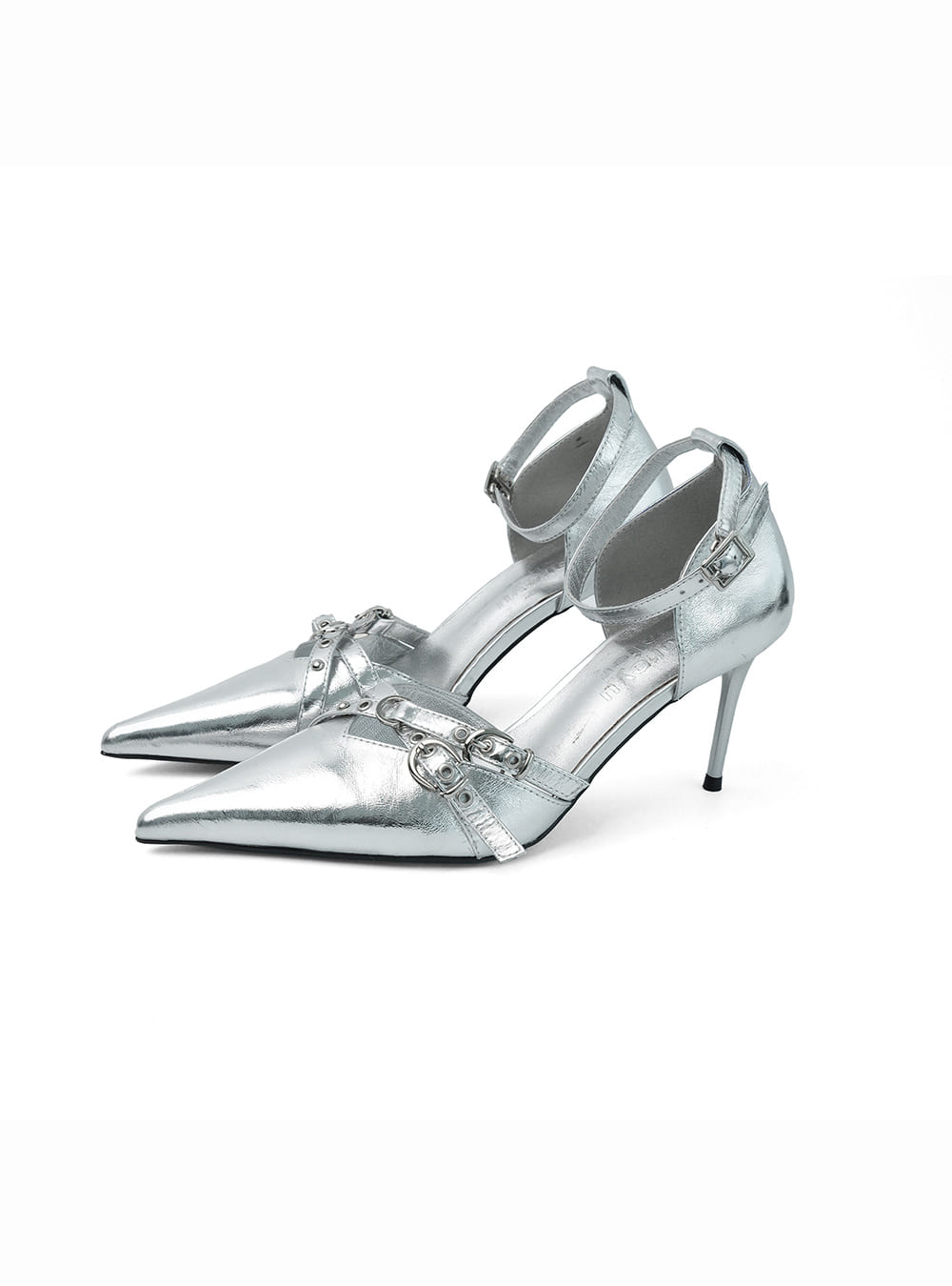 Frosted Metal Buckle Heel (2color)