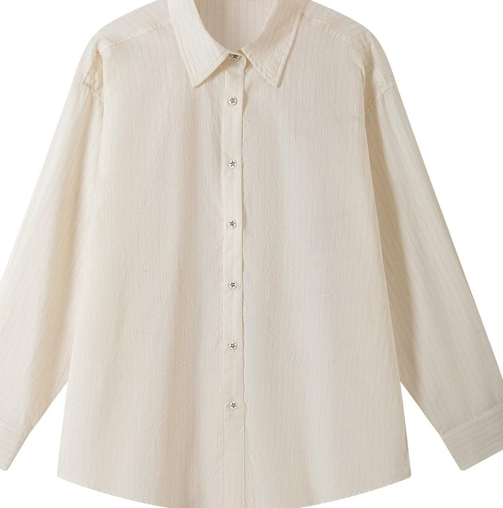 THELIGHT | SLEEK STRIPE DRILLED LONG SLEEVE SHIRT【ID:TN00113】