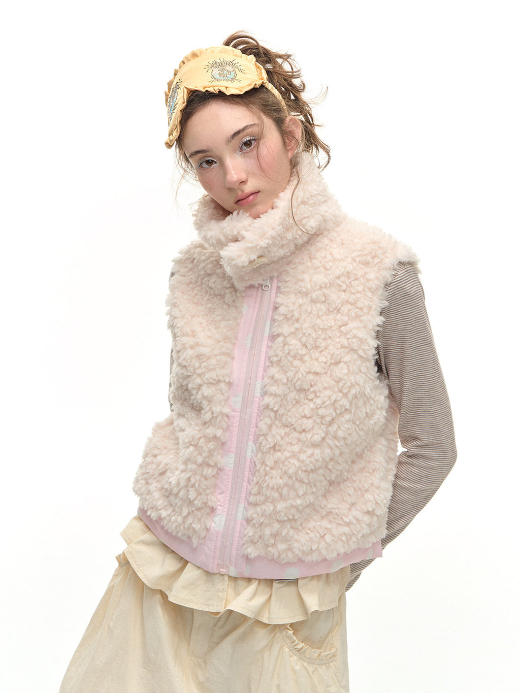 Romance Nanci Double-Sided Dot Sherpa Vest