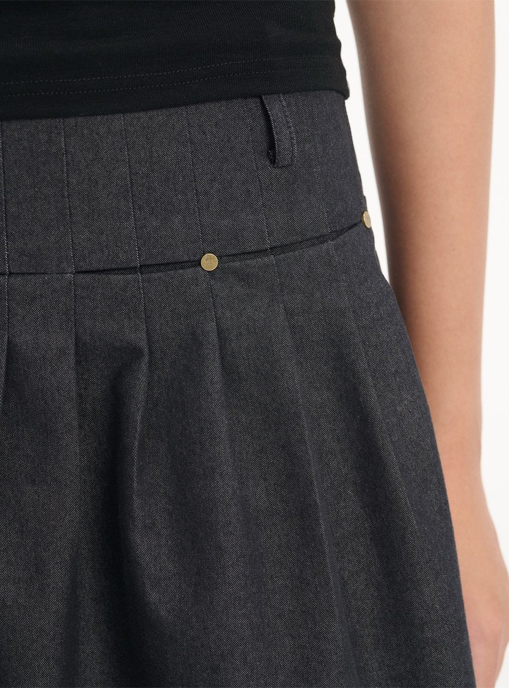 Denim Rivet Pleat Skirt