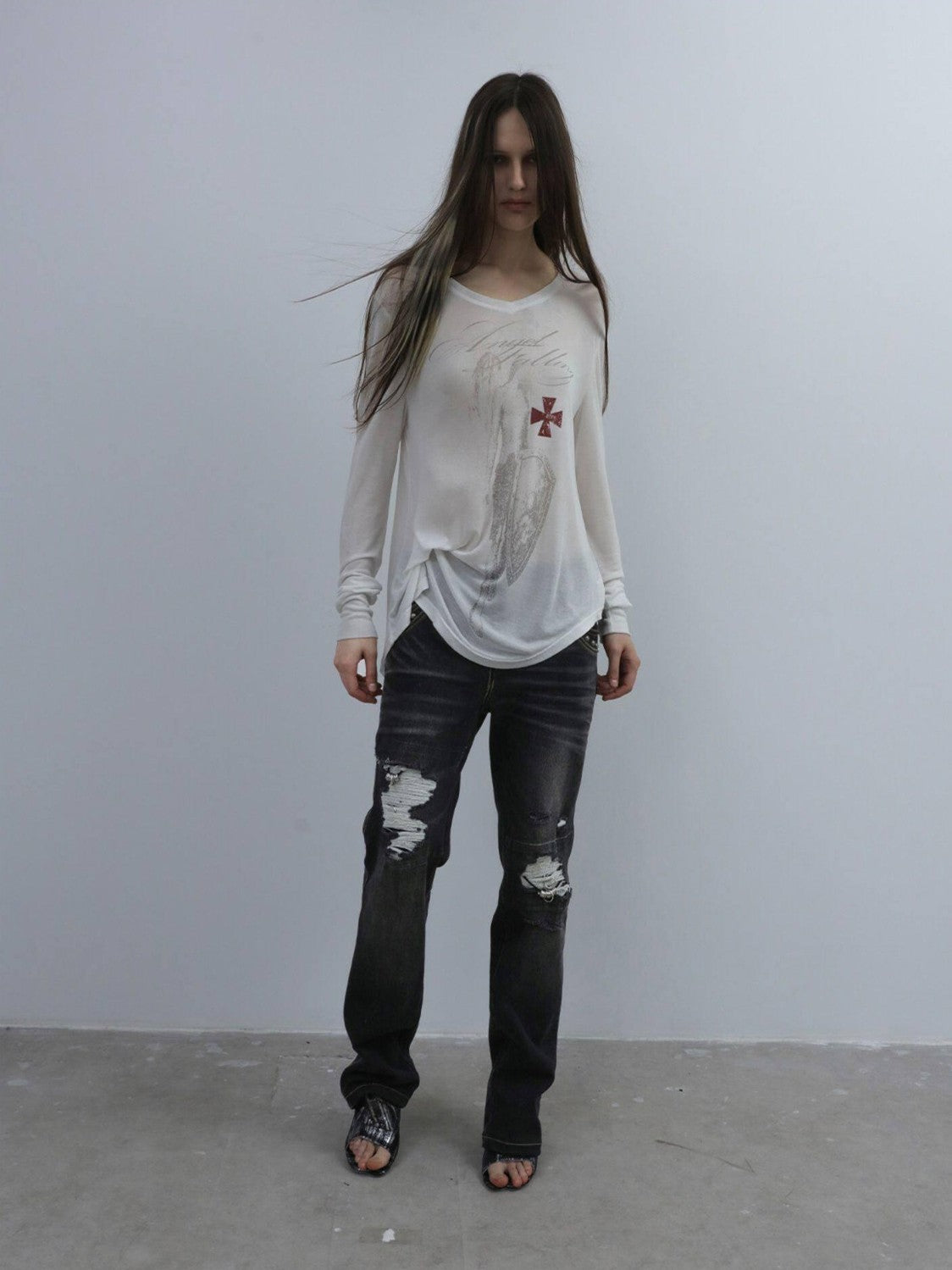 Angel Irregular Punk Print Women'S Lyocell Long Sleeve T-Shirts