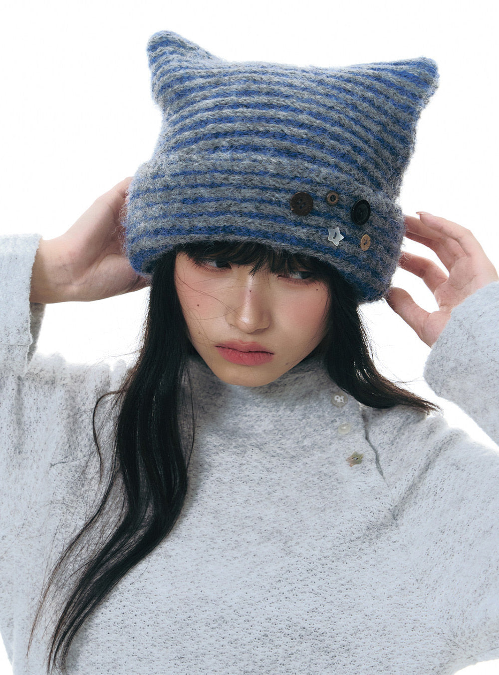 Retro Stripe Knit Beanie (2color)