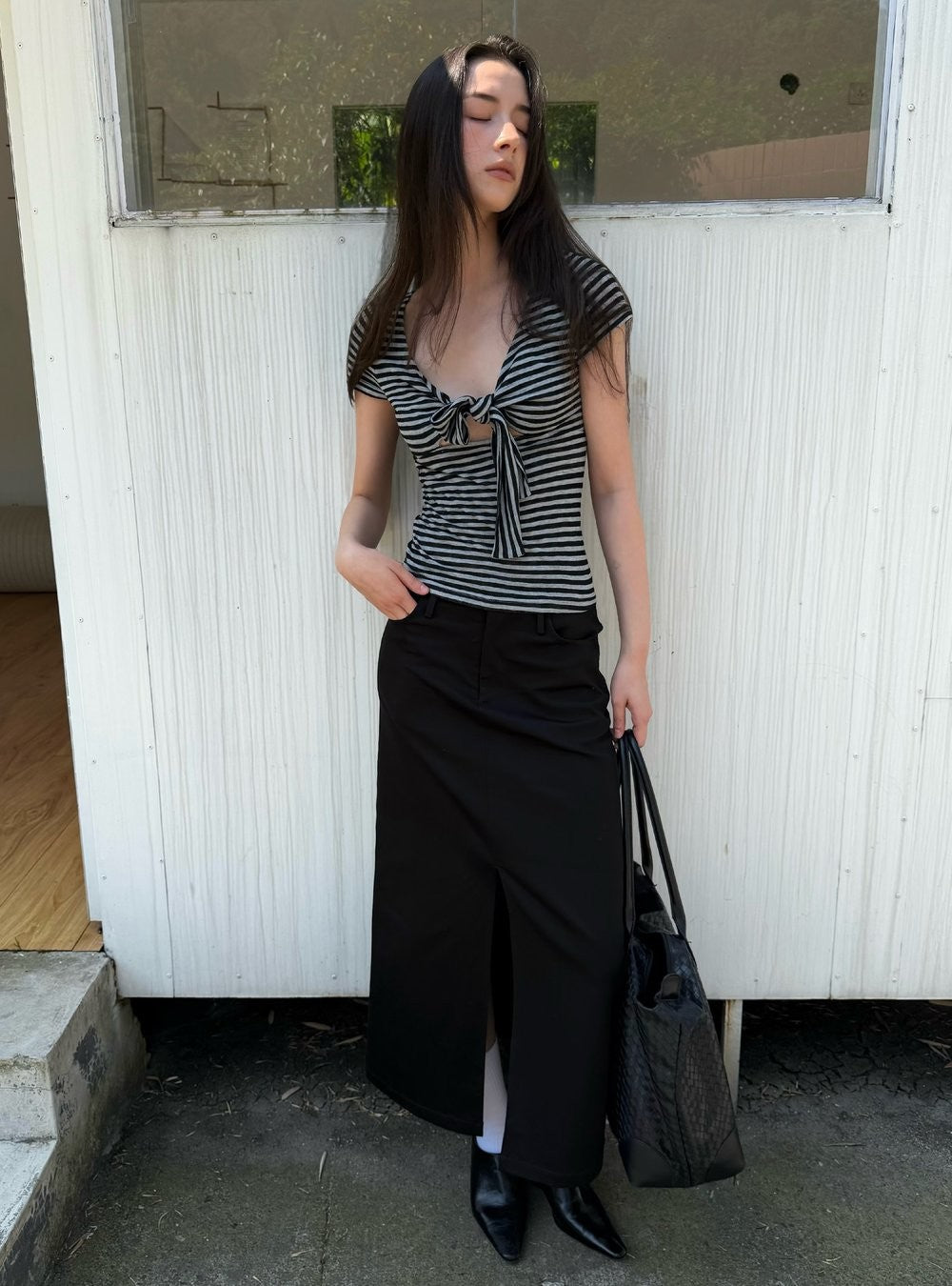 Striped Tie Front Top