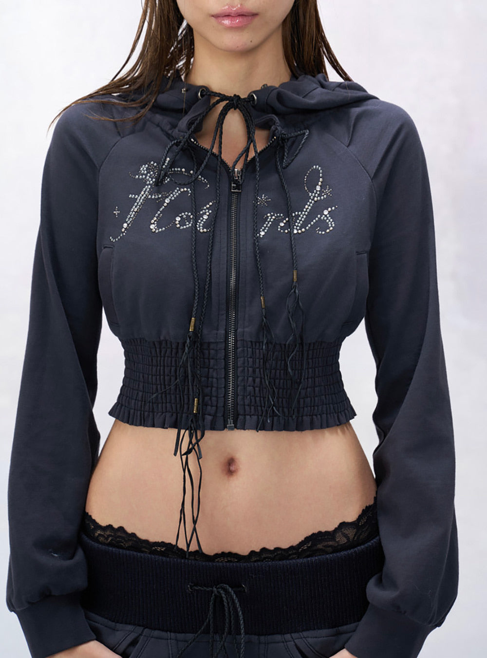 Y2K Rhinestone Fur Hoodie
