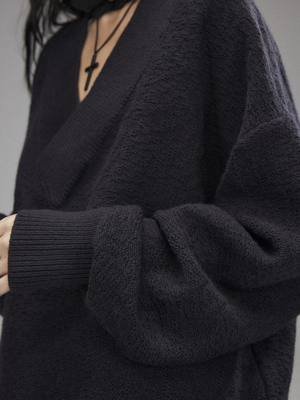 Knitted Wool Blend Loose Street Style Women Two Piece Set Navy Mini Shorts