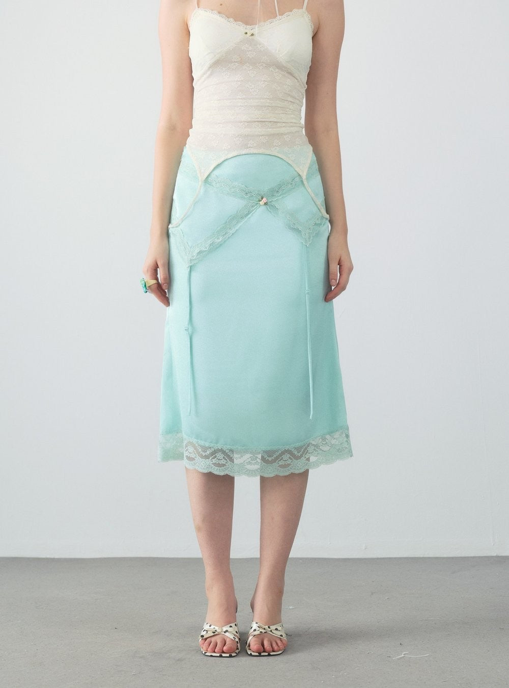 Lace Trim Satin Mermaid Skirt