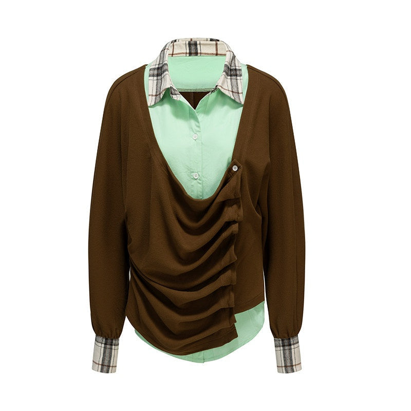 Soft Stretch Cotton Blend Casual Relaxed Mandarin Collar Unisex Blouses