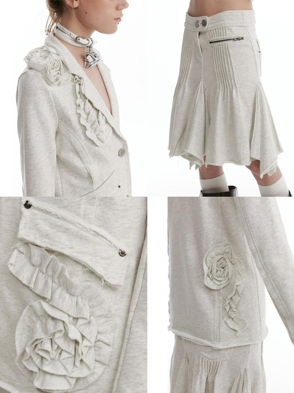 Slim Blazer Two Piece Long Sleeve High Waist Casual Women Top & Skirt Sets