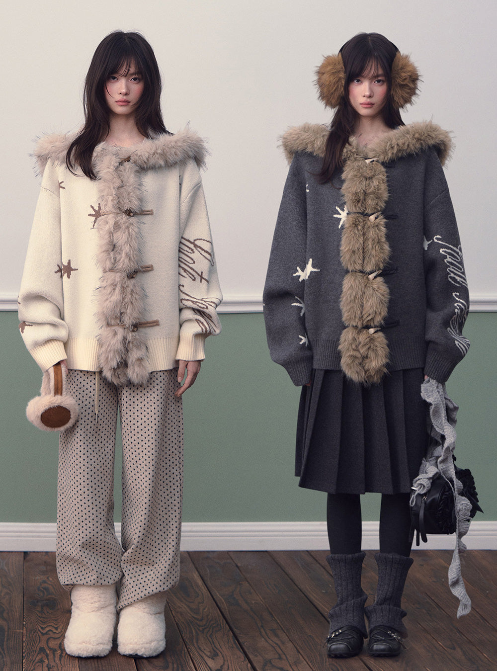 Star Jacquard Hooded Knit Cardigan (2color)