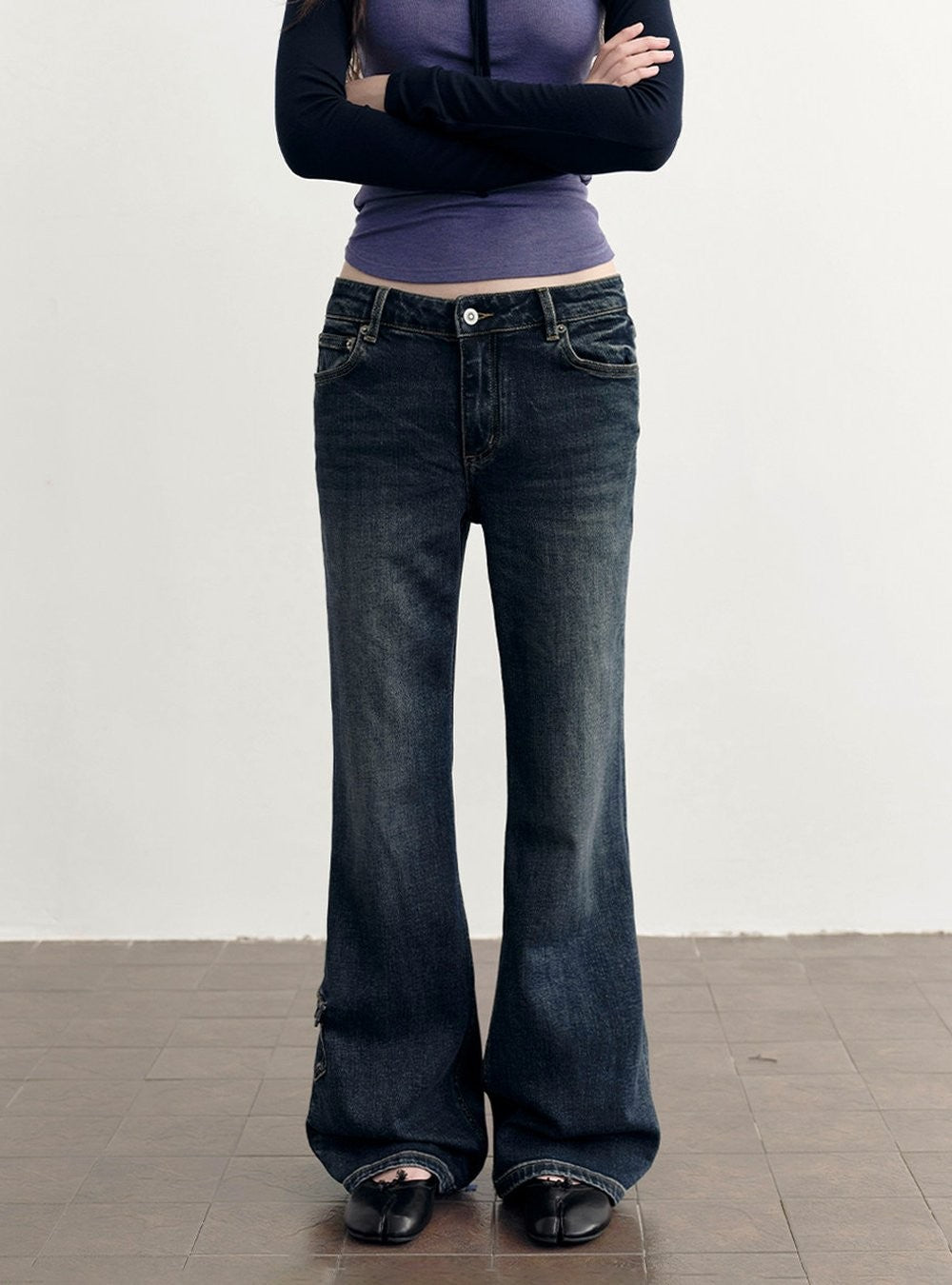 Deep Flare Denim Pants