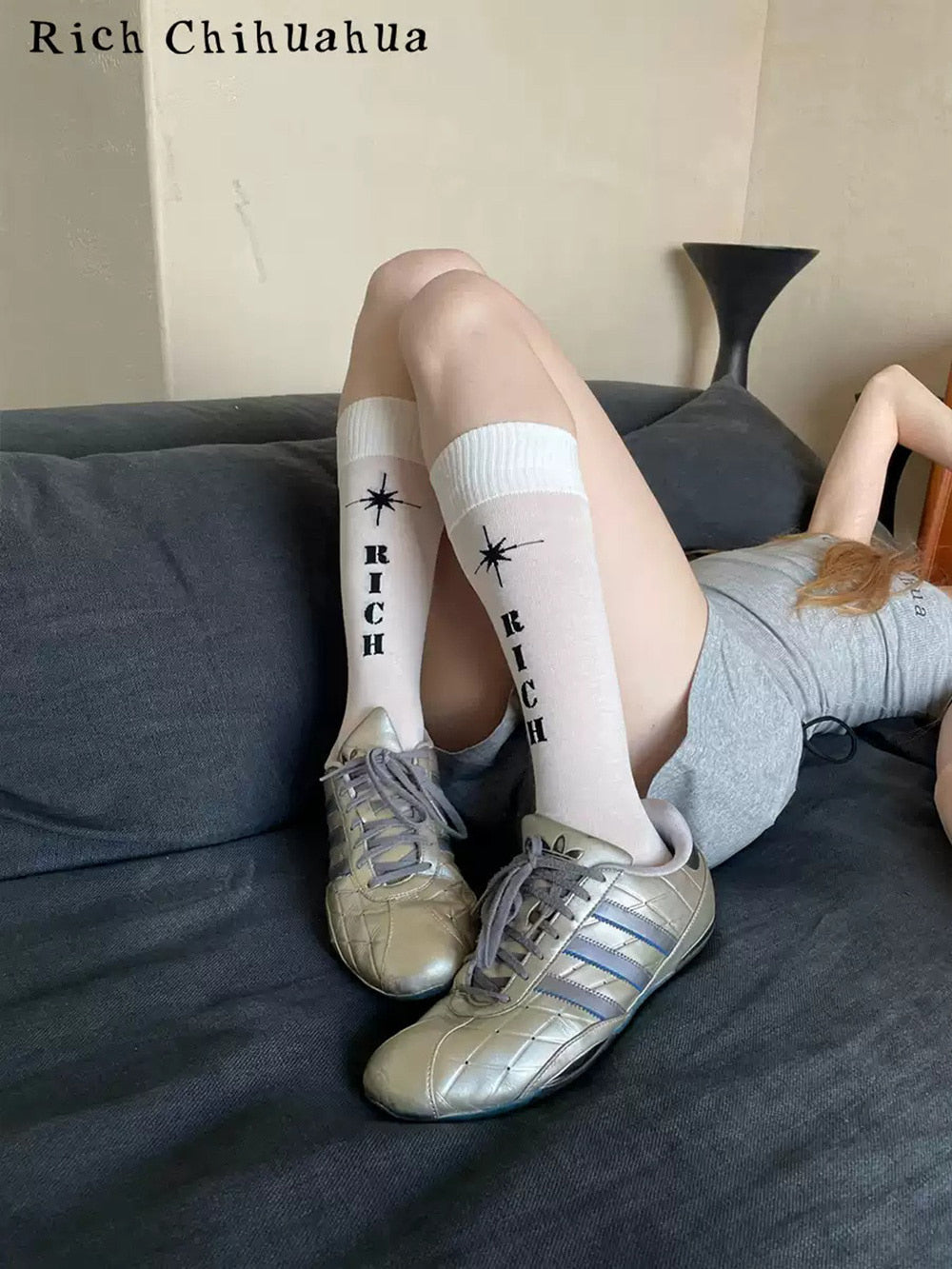 Star Pattern Lettering Long Socks