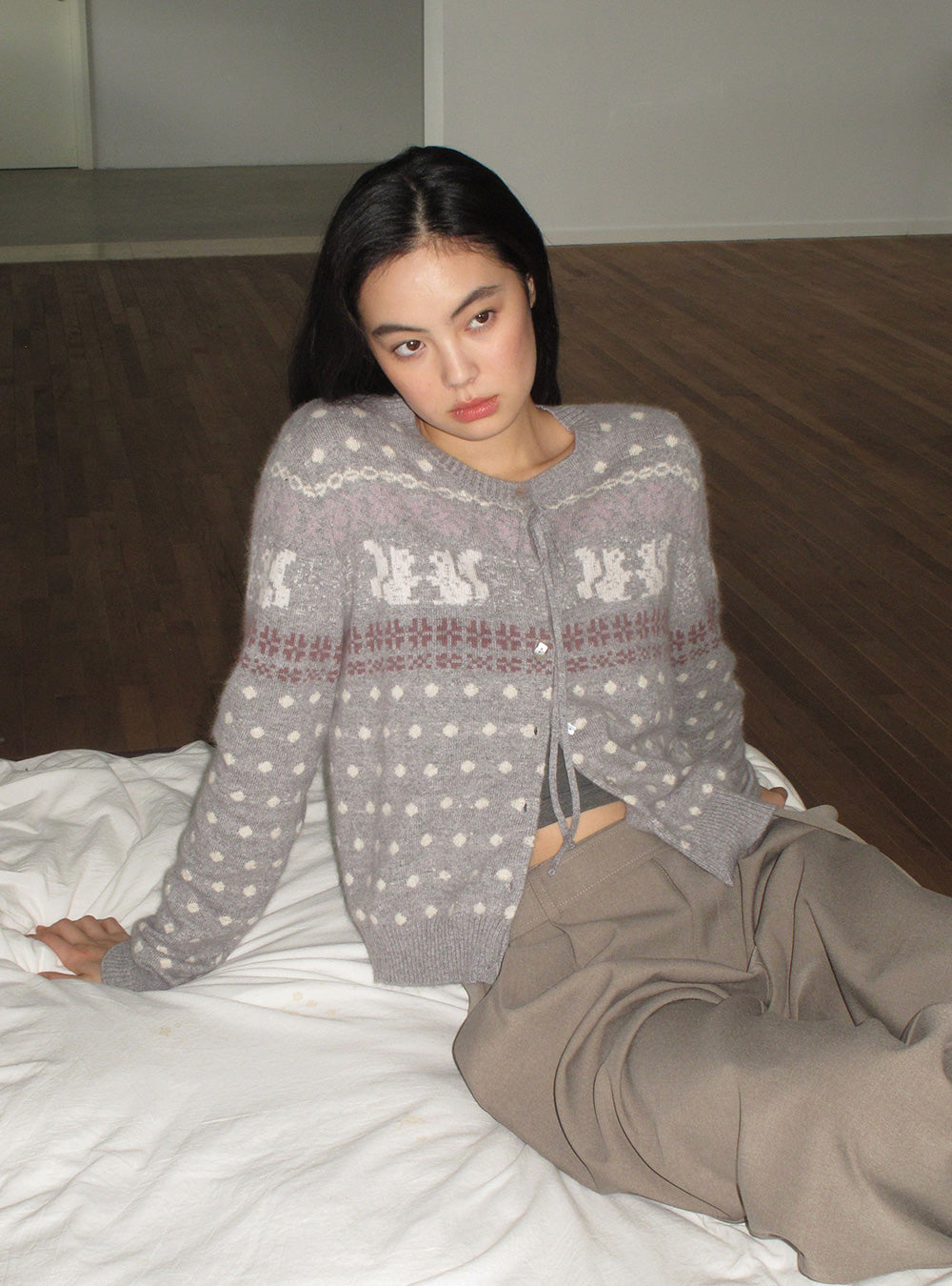 Angora Wool Blend Fair Knit Cardigan