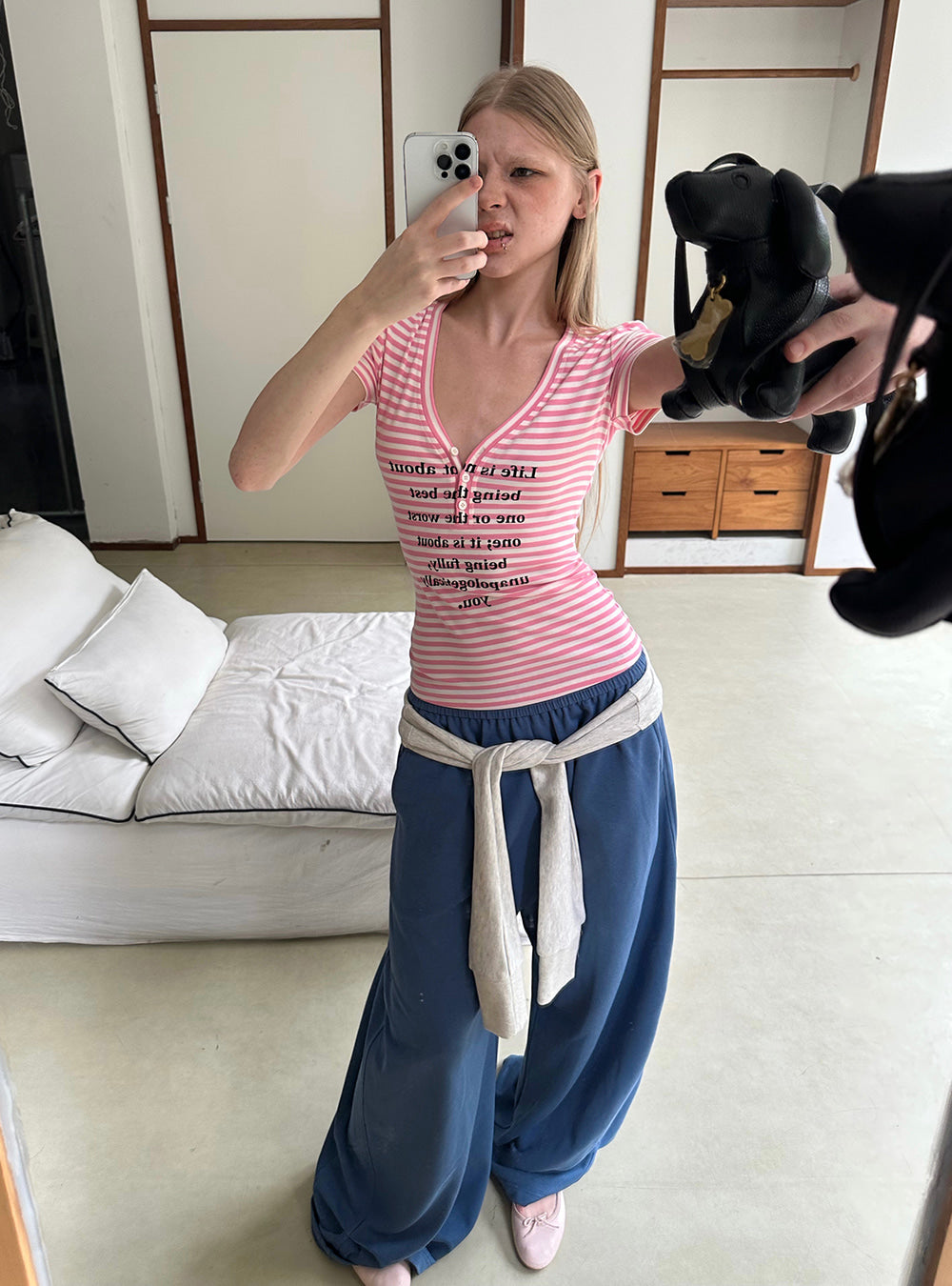 Striped Button Tailored Top
