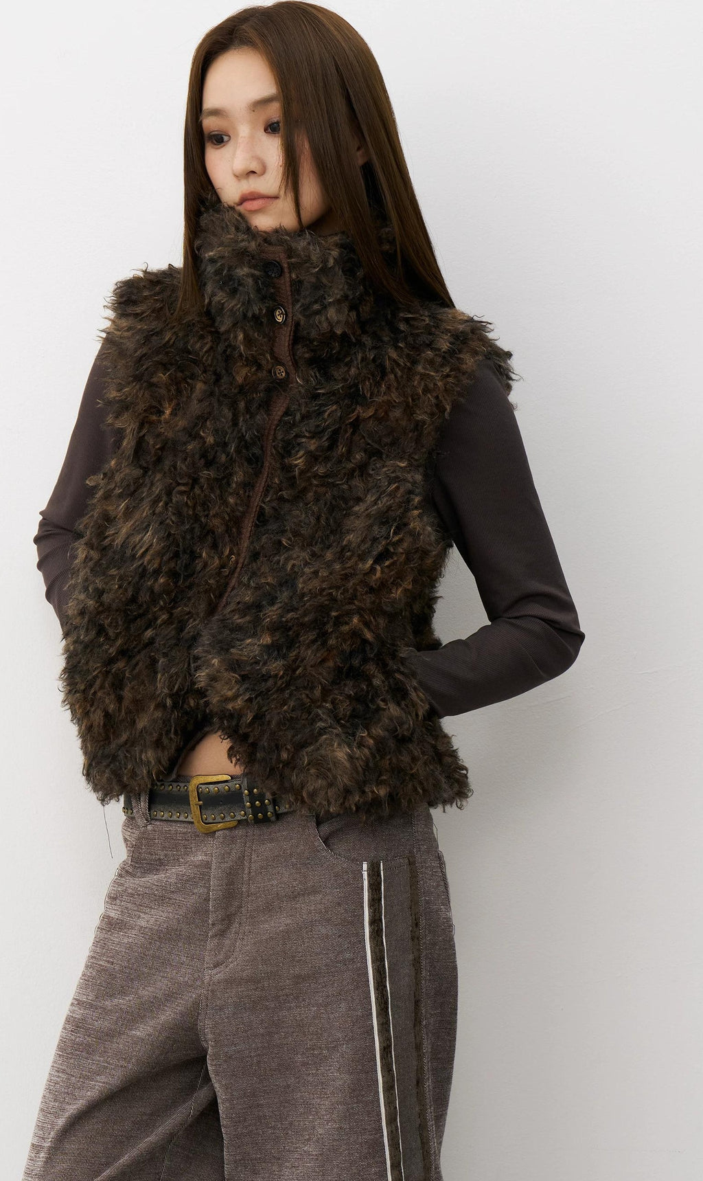 THELIGHT | PLUSH VELVET SPLICING VEST【ID:TN00117】