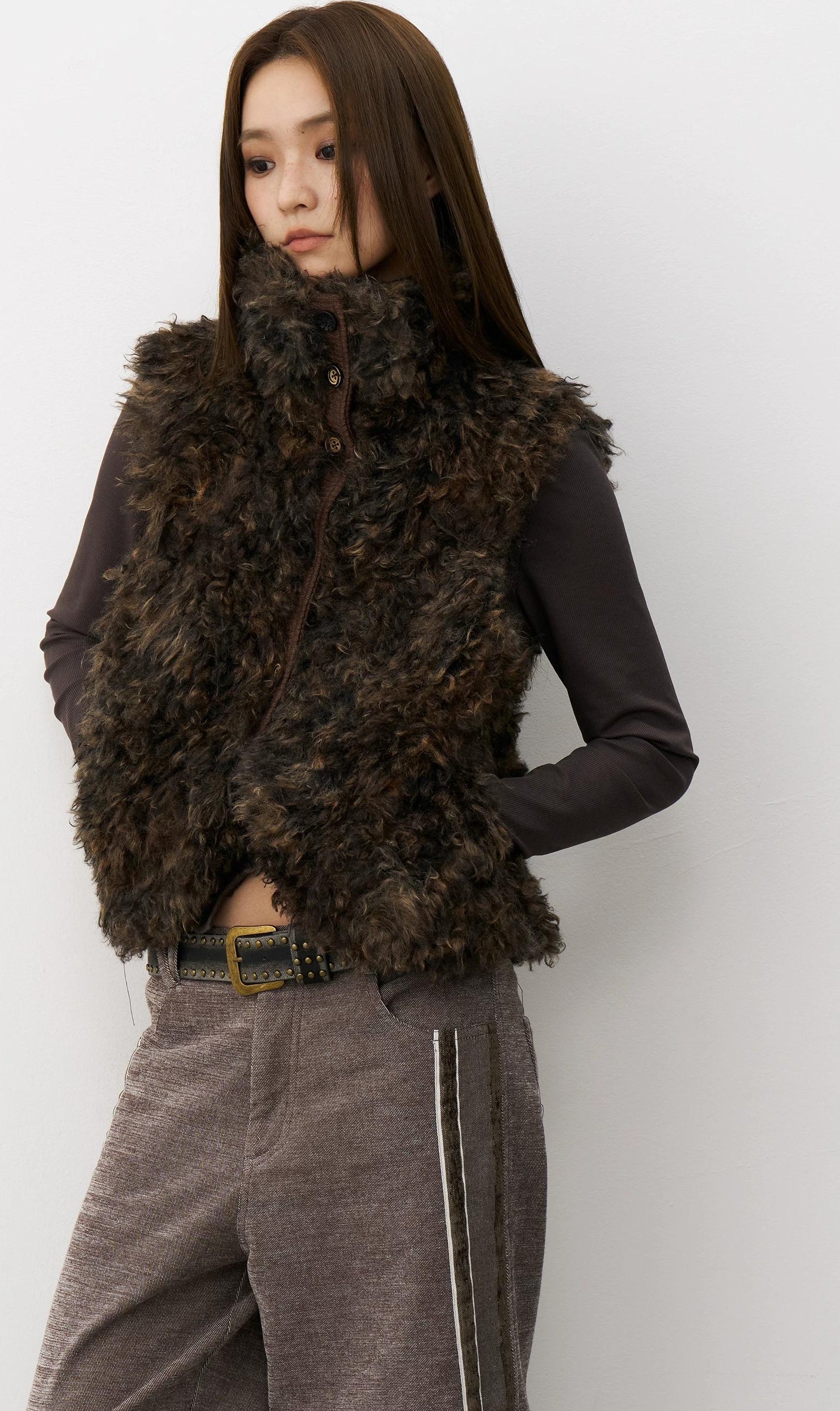THELIGHT | PLUSH VELVET SPLICING VEST【ID:TN00117】