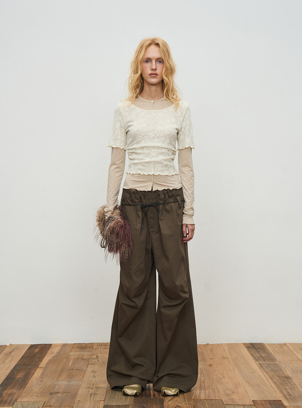 Feminine Fake Two-Piece Lace Top