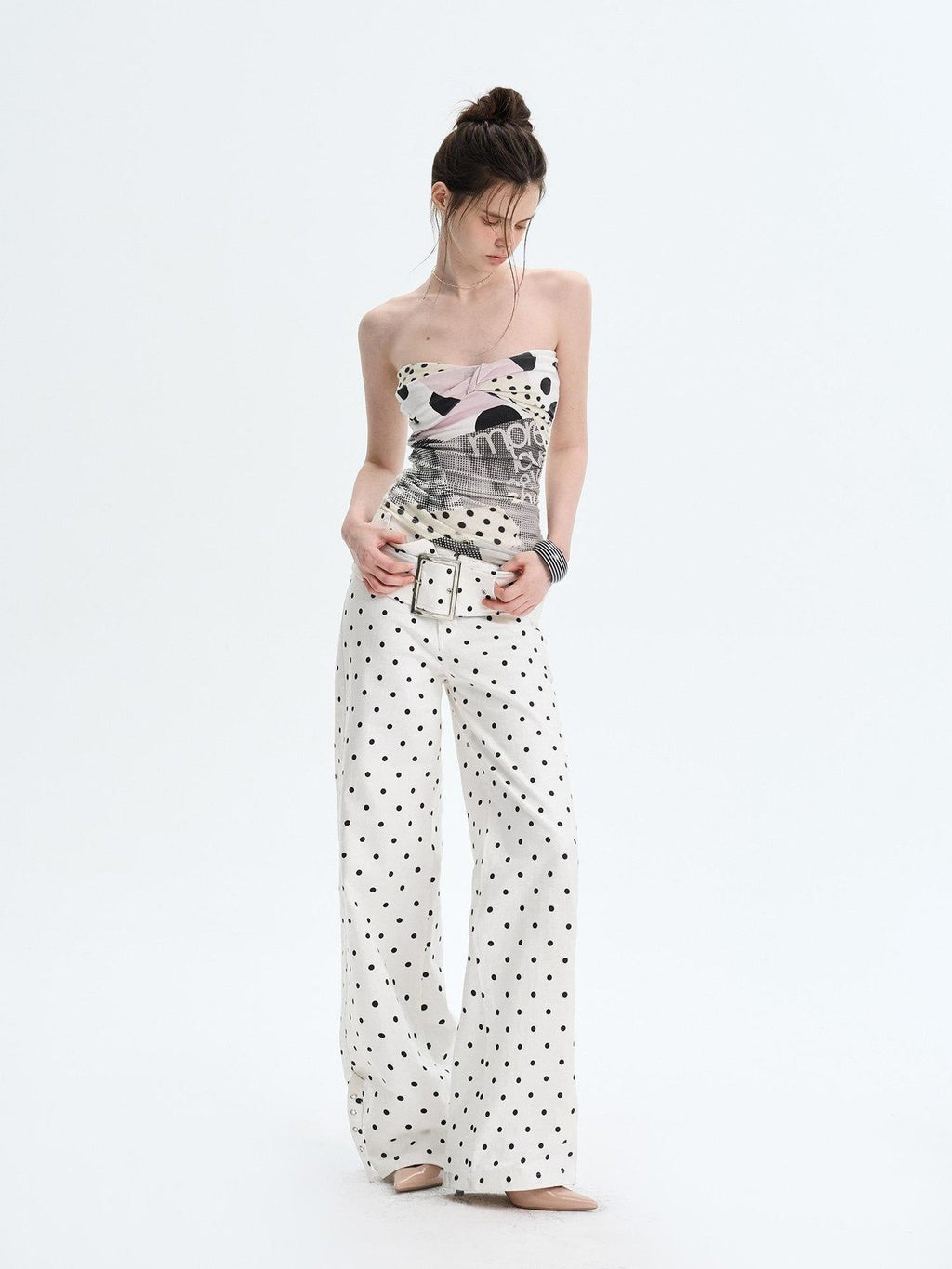Cute Floral Print Sweet Slim Fit Regular Length Off White Sizes S M L Tube Tops