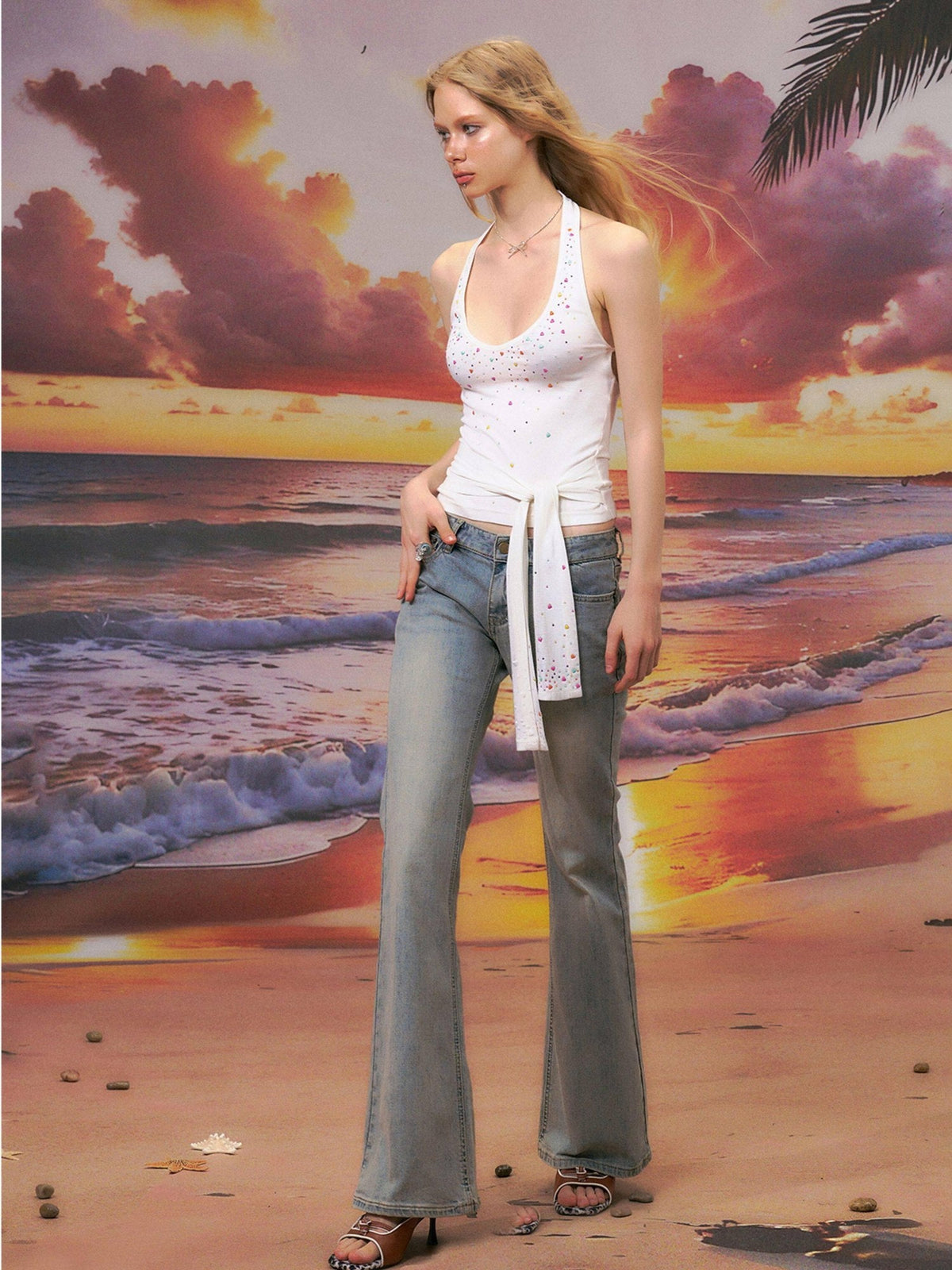 Sexy Backless Modal Cropped Halter Slim Fit Unlined Moonlight White Camisoles
