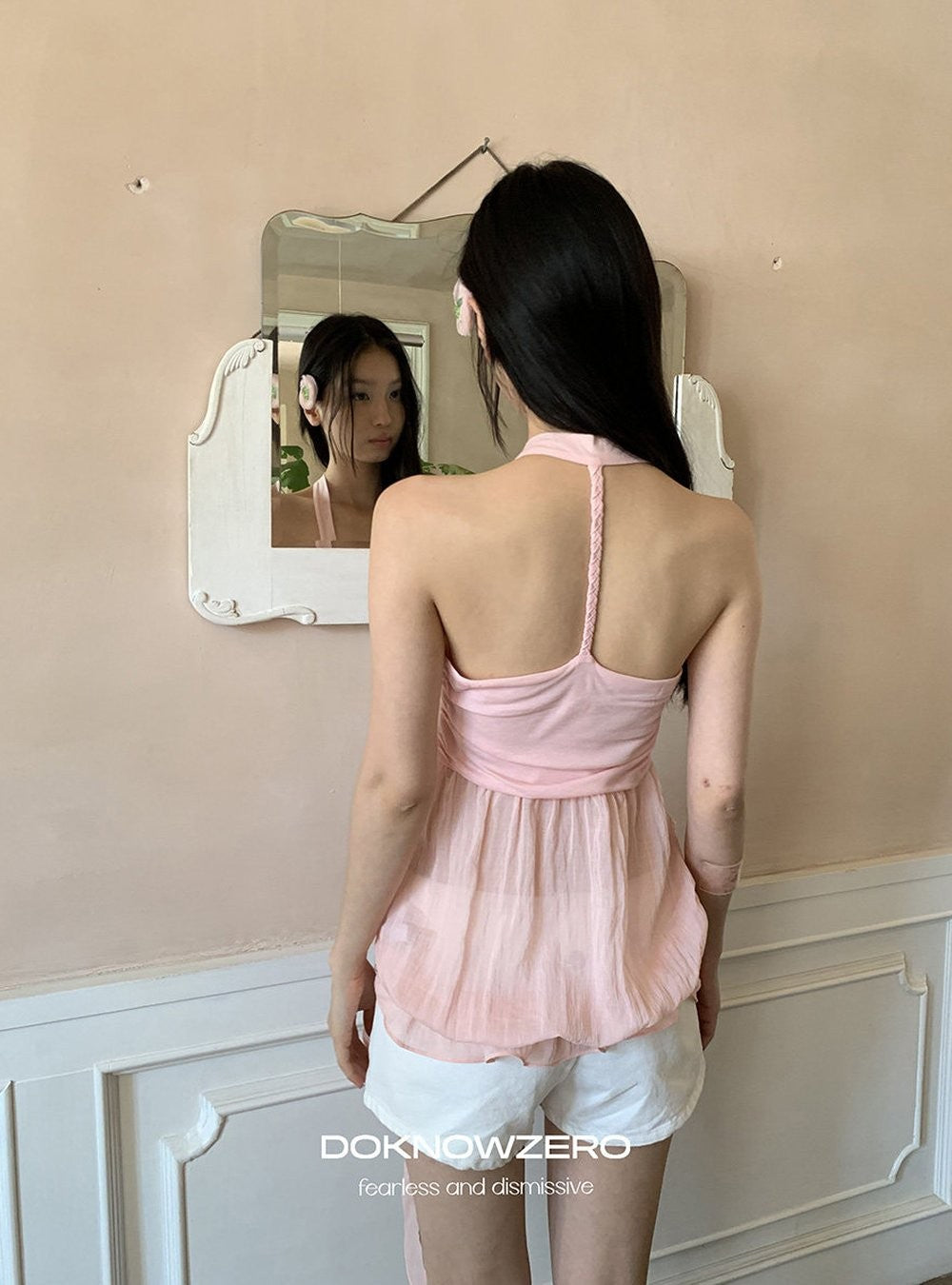 Halter Mesh Layered Top (2color)