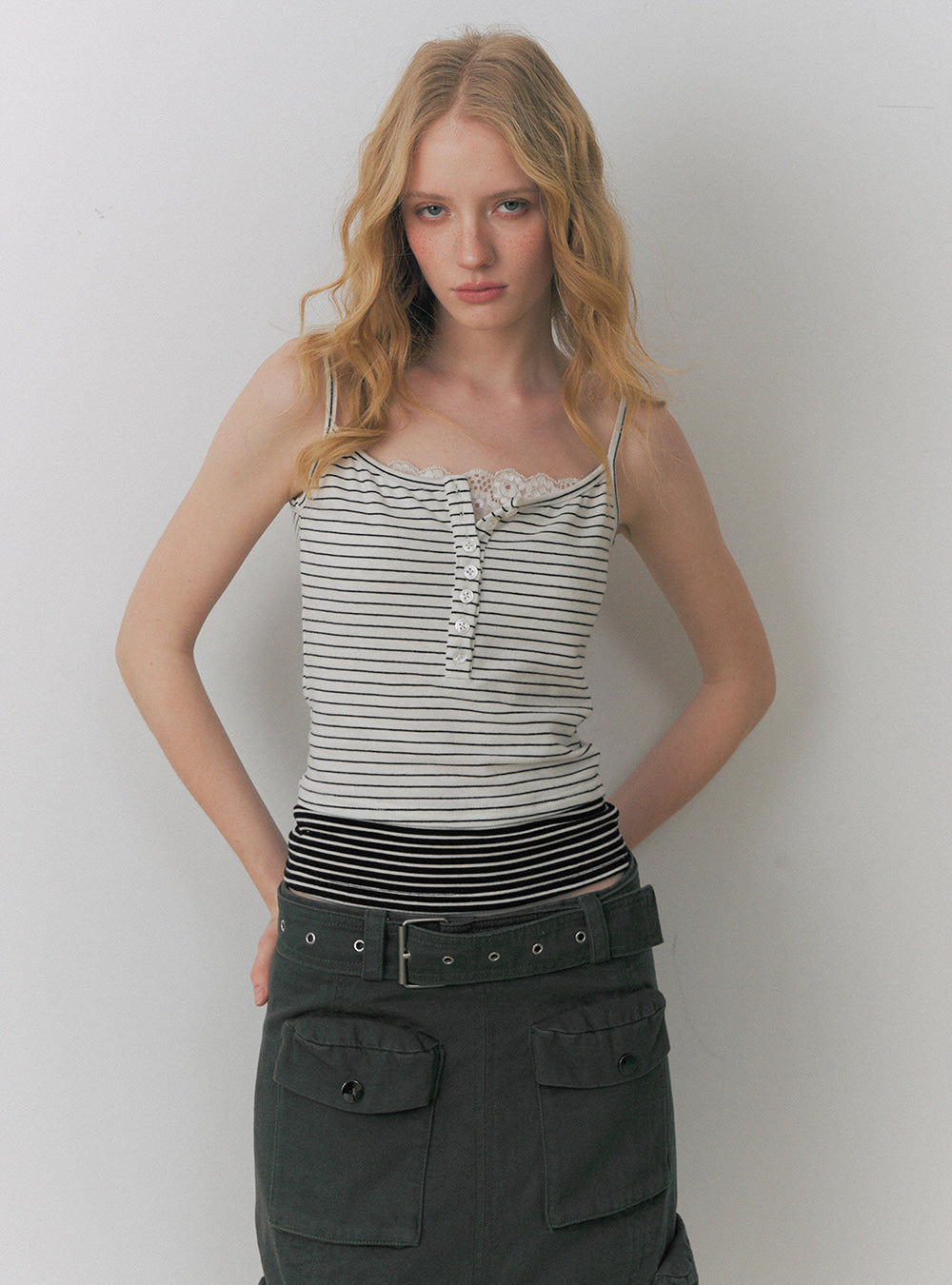 Contrast Hem Stripe Camisole Top
