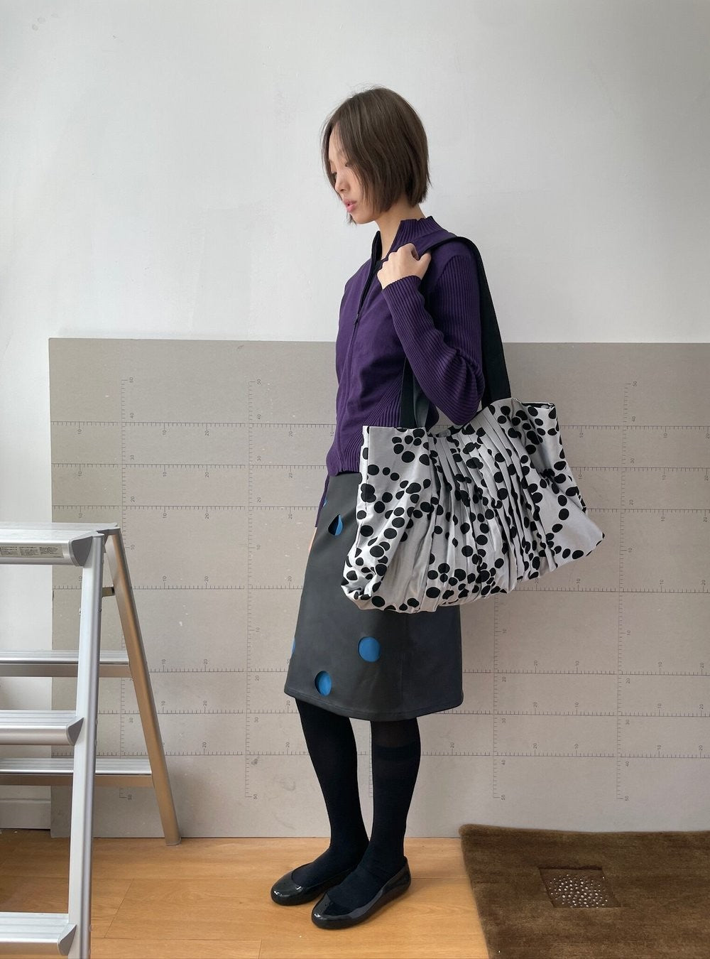 Pleated Dot Layer Tote Bag