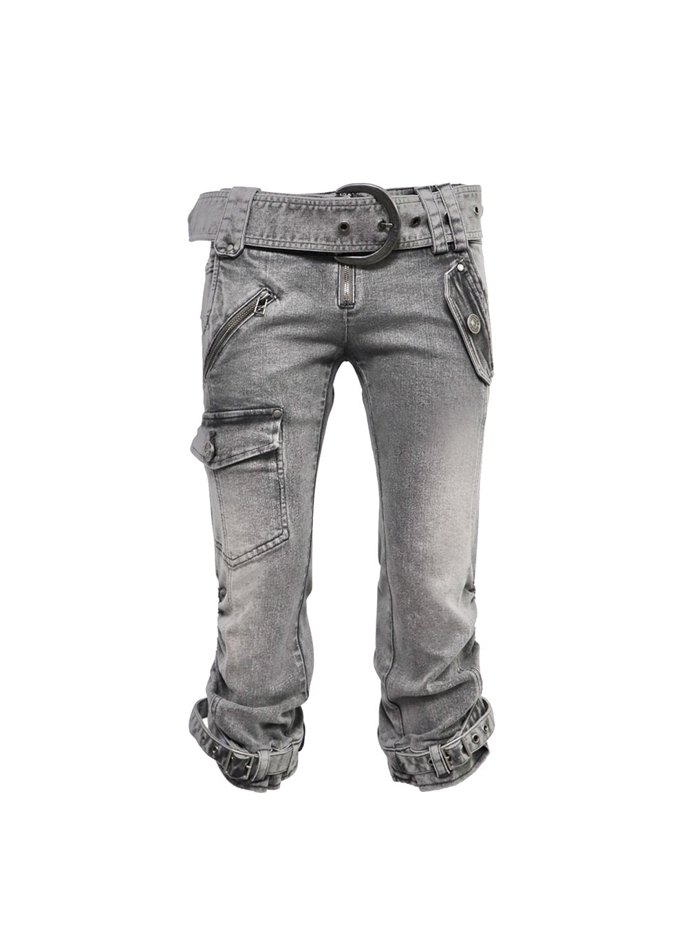 Vintage Utility Belted Denim Pants