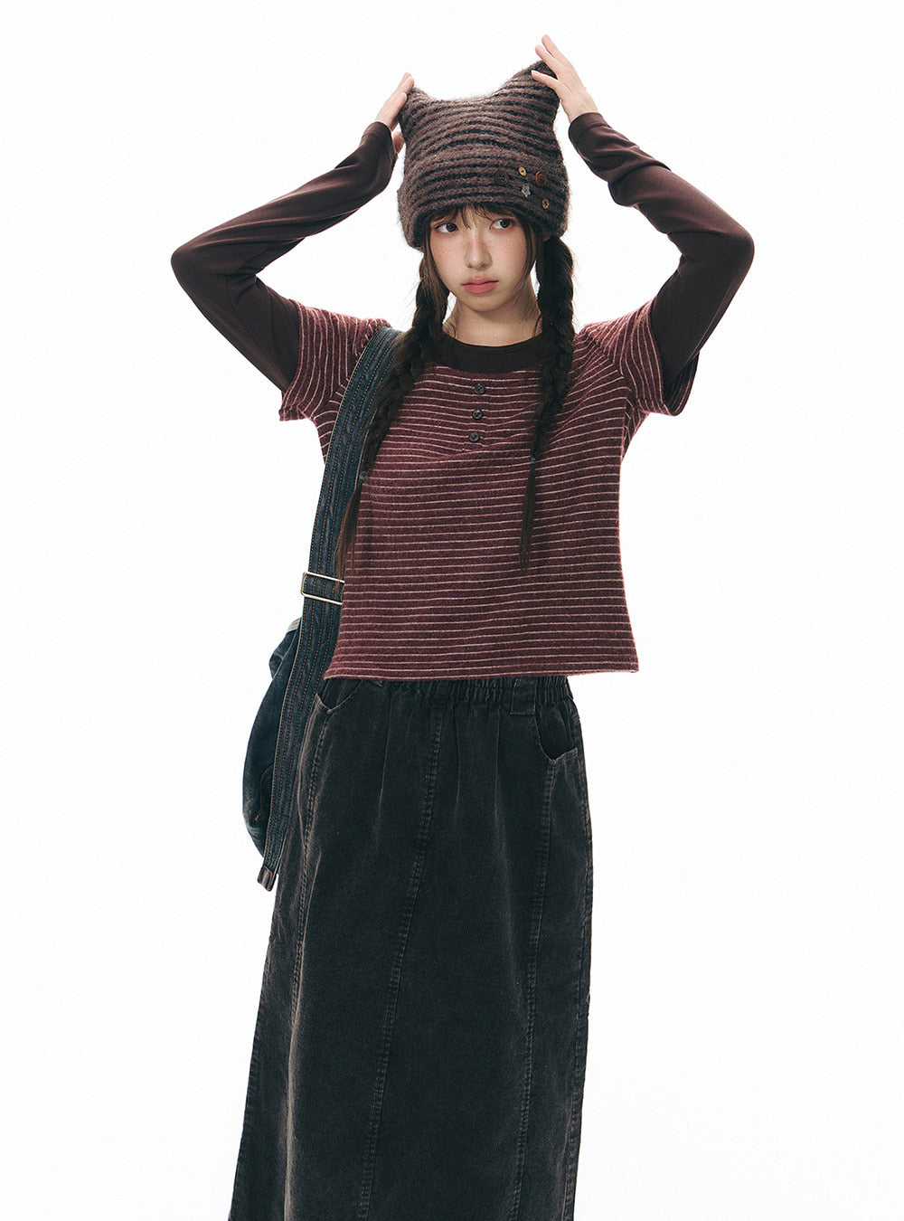 Layered Stripe Long Sleeve Top (2color)