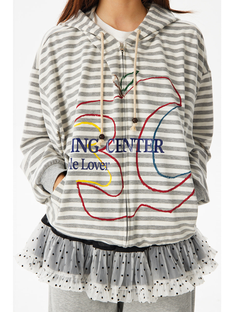CryingCenter 3c Apple Stripe Hooded Zip-Up