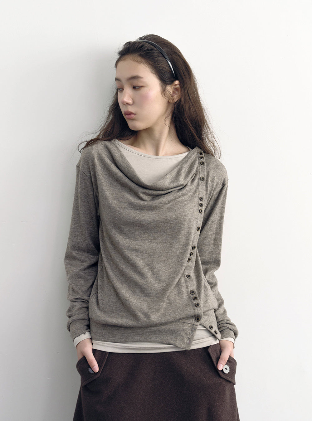 Asym Button Wrap Top