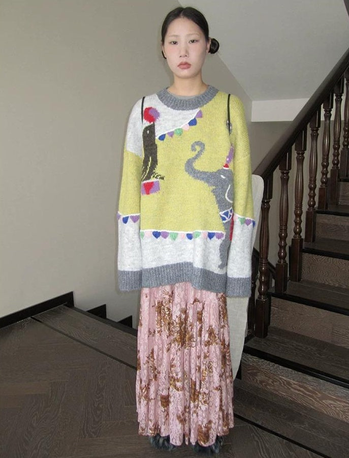 3months | RETRO FLOCKING PRINT SKIRT【ID:TN00047】