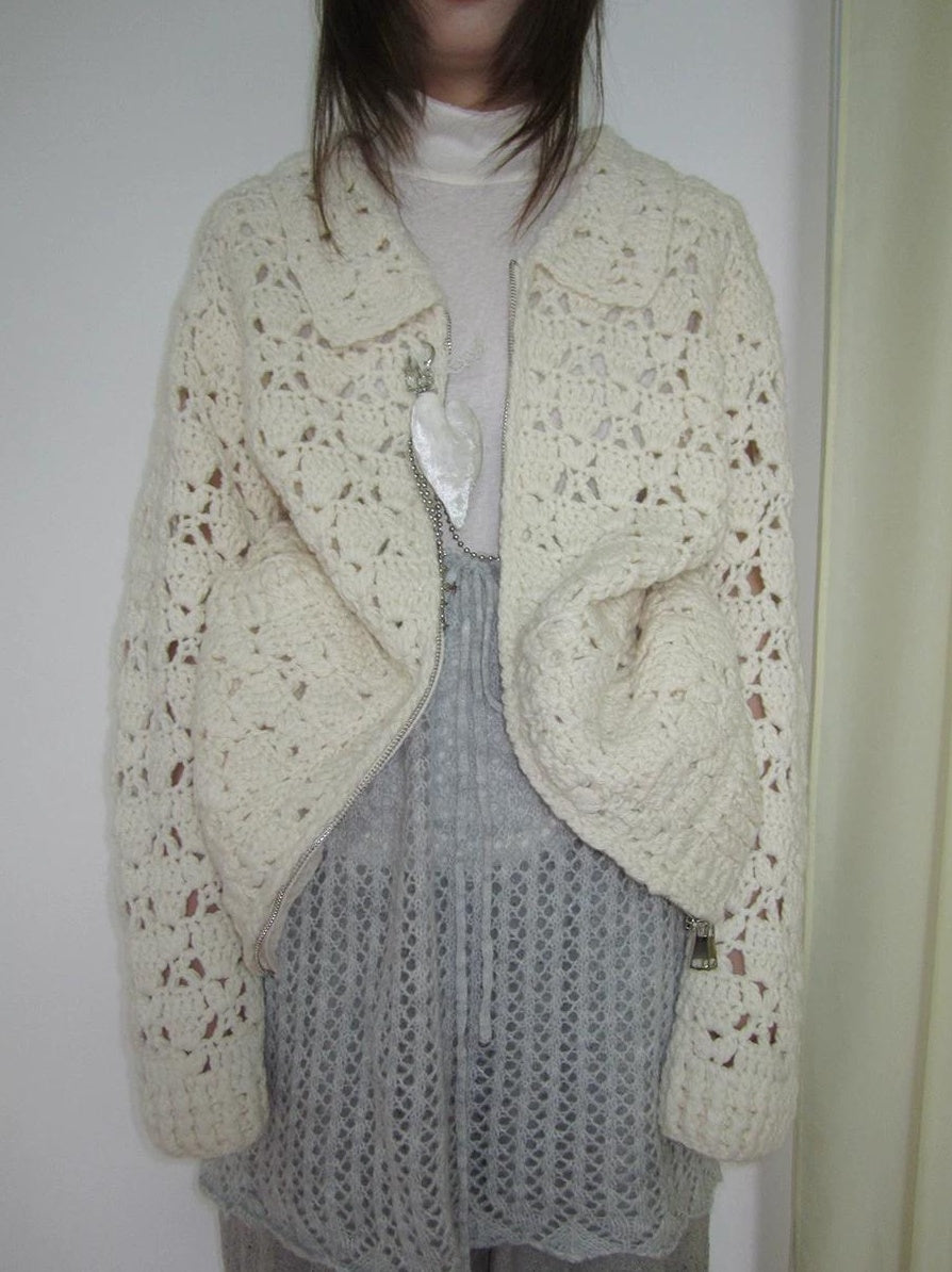 3months | HOLLOW ZIP KNITTED CARDIGAN【ID:TN00039】