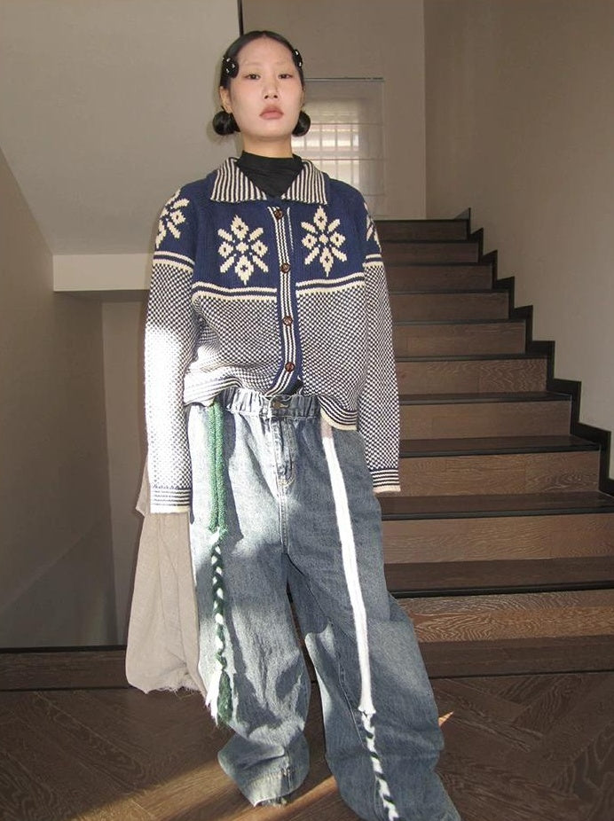 3months | RETRO LOOSE KNIT SWEATER JACKET【ID:TN00043】