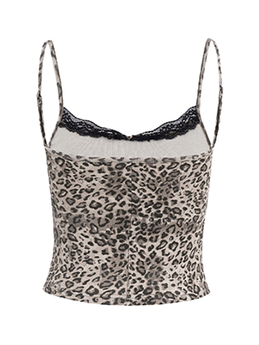 Leopard-Lace Cropped Cami Tank Top