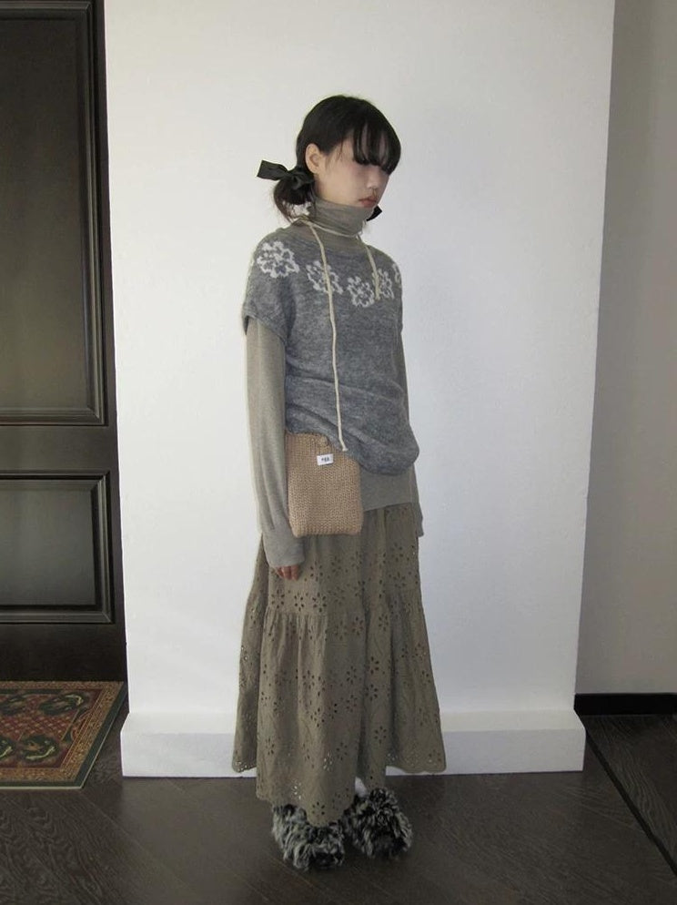 3months | VINTAGE GRAY KNIT SWEATER【ID:TN00044】