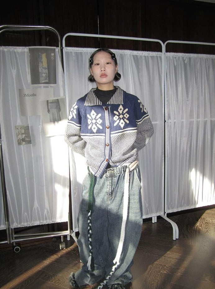 3months | RETRO LOOSE KNIT SWEATER JACKET【ID:TN00043】