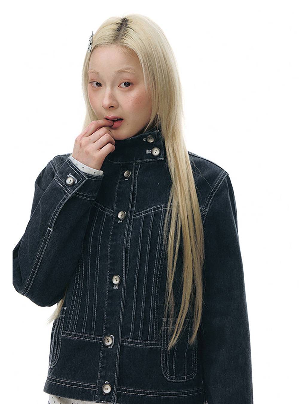 Retro Line Denim Jacket (2color)