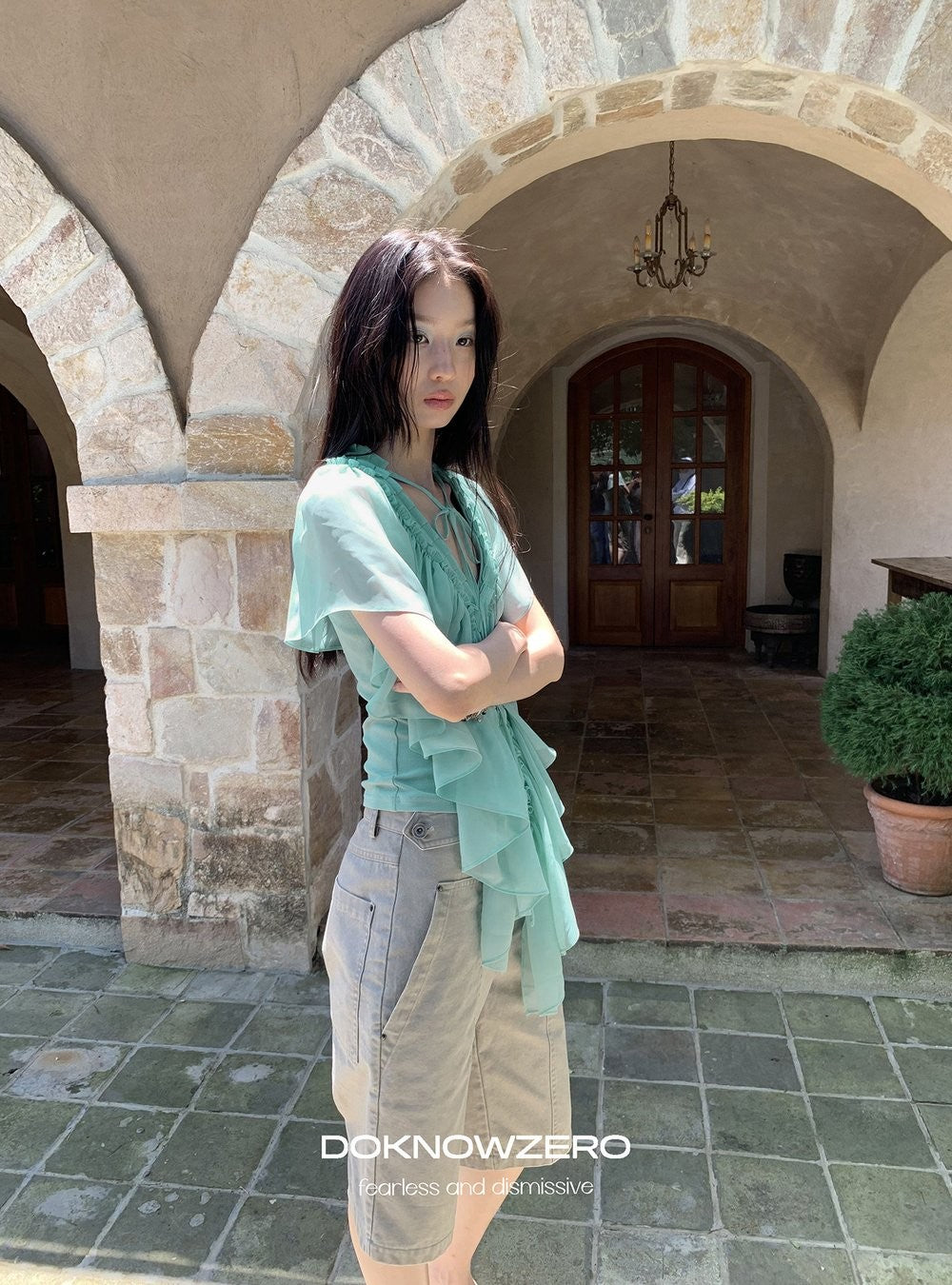 Mint Ruffle Layered Top