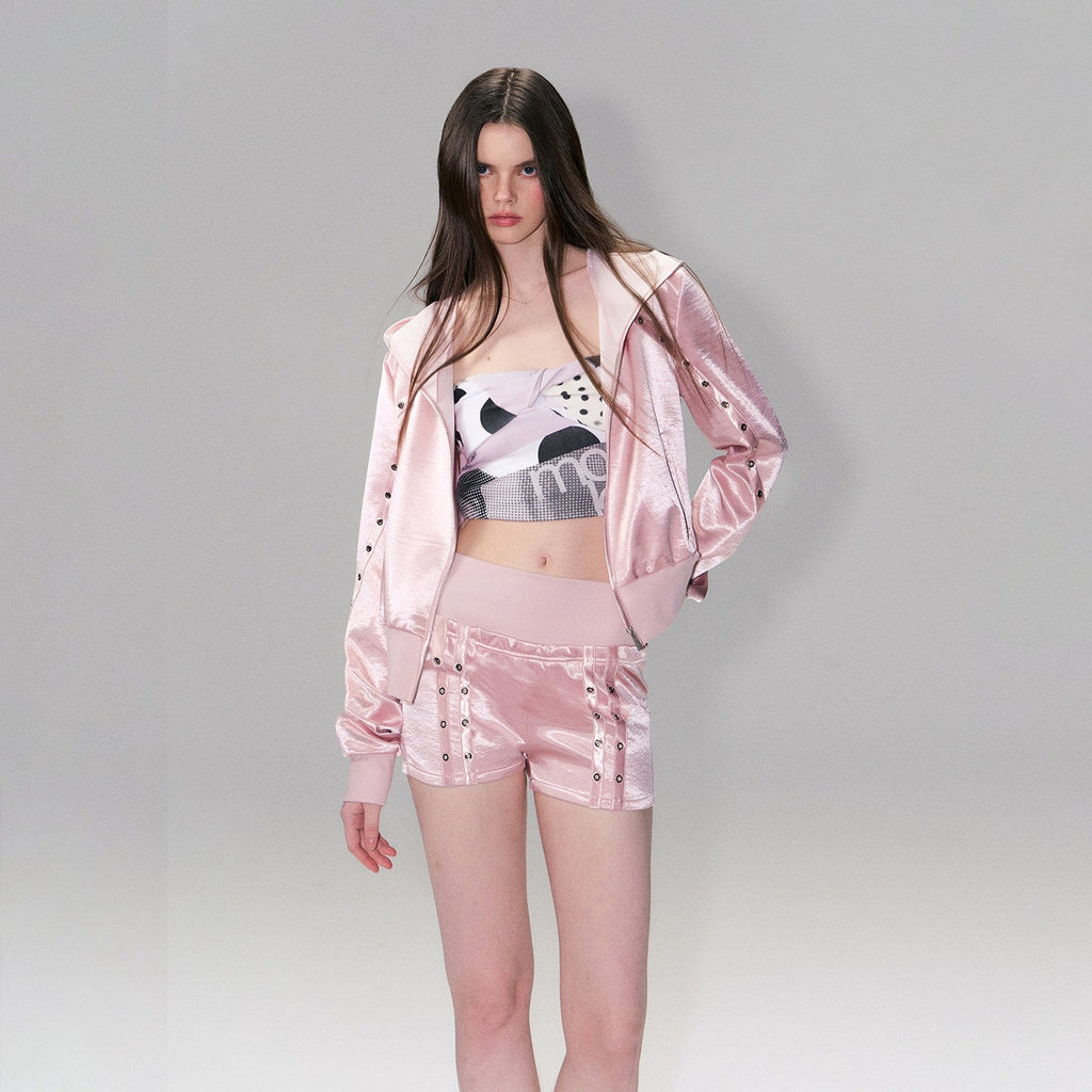 Cozy Cropped Two Piece Set Long Sleeve High Waist Shorts Women Solid Hoodie