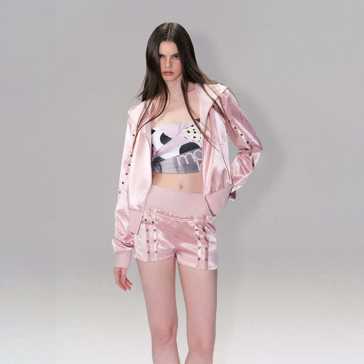 Cozy Cropped Two Piece Set Long Sleeve High Waist Shorts Women Solid Hoodie
